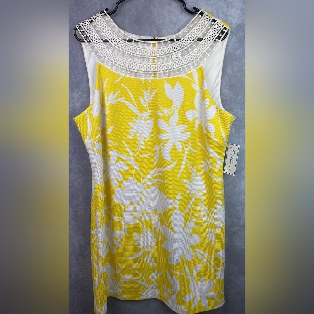 J. Howard dress Yellow and white mini evening party cocktail‎ feminine Size 18